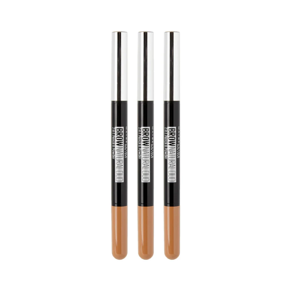 3 x Maybelline Brow Natural Duo 2 In 1 Pencil And Powder 0.65g - Light Brown