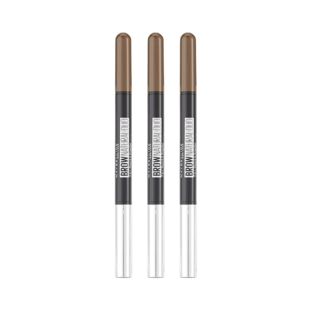 3 x Maybelline Brow Natural Duo 2 In 1 Pencil And Powder 0.65g - Brown