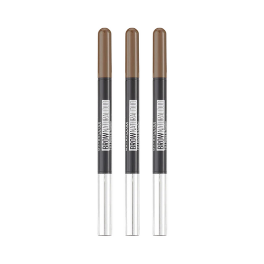 3 x Maybelline Brow Natural Duo 2 In 1 Pencil And Powder 0.65g - Brown