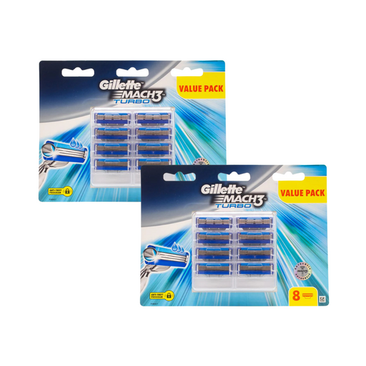 2 x Gillette Razors Mach3 Turbo 8 Pack