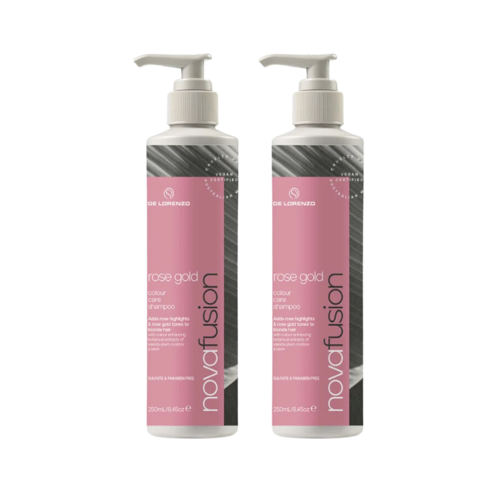 2 x De Lorenzo Novafusion Colour Care Rose Gold Shampoo 250mL