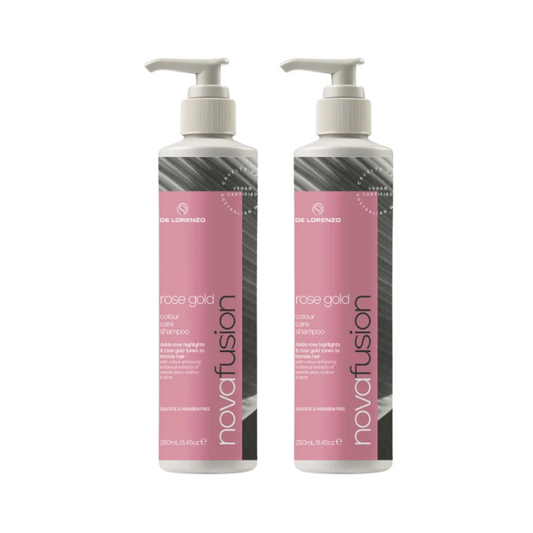 2 x De Lorenzo Novafusion Colour Care Rose Gold Shampoo 250mL