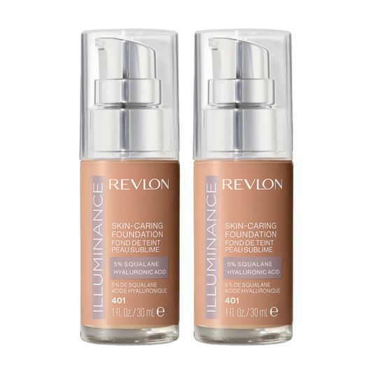 2 x Revlon Illuminance Skin-Caring Foundation 30mL - 401 Light Coffee