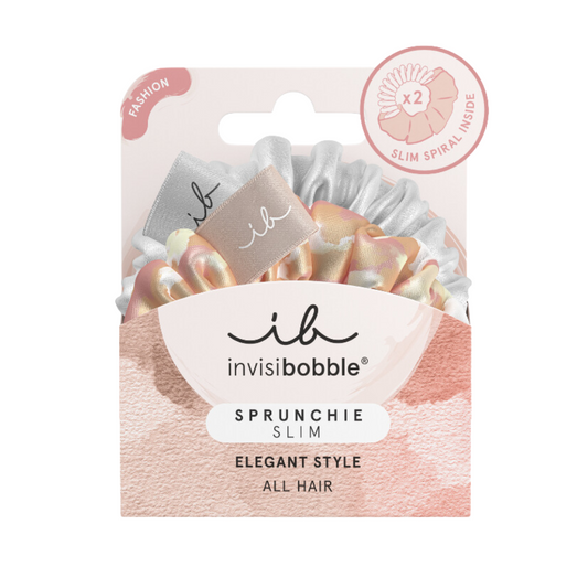 Invisibobble Sprunchie Slim Spiral Scrunchie 2Pk - Bella Chrome
