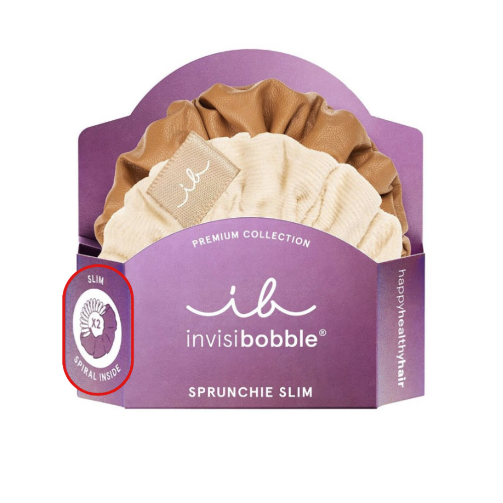 Invisibobble Sprunchie Slim Premium Spiral Scrunchie 2Pk - Creme De Caramel