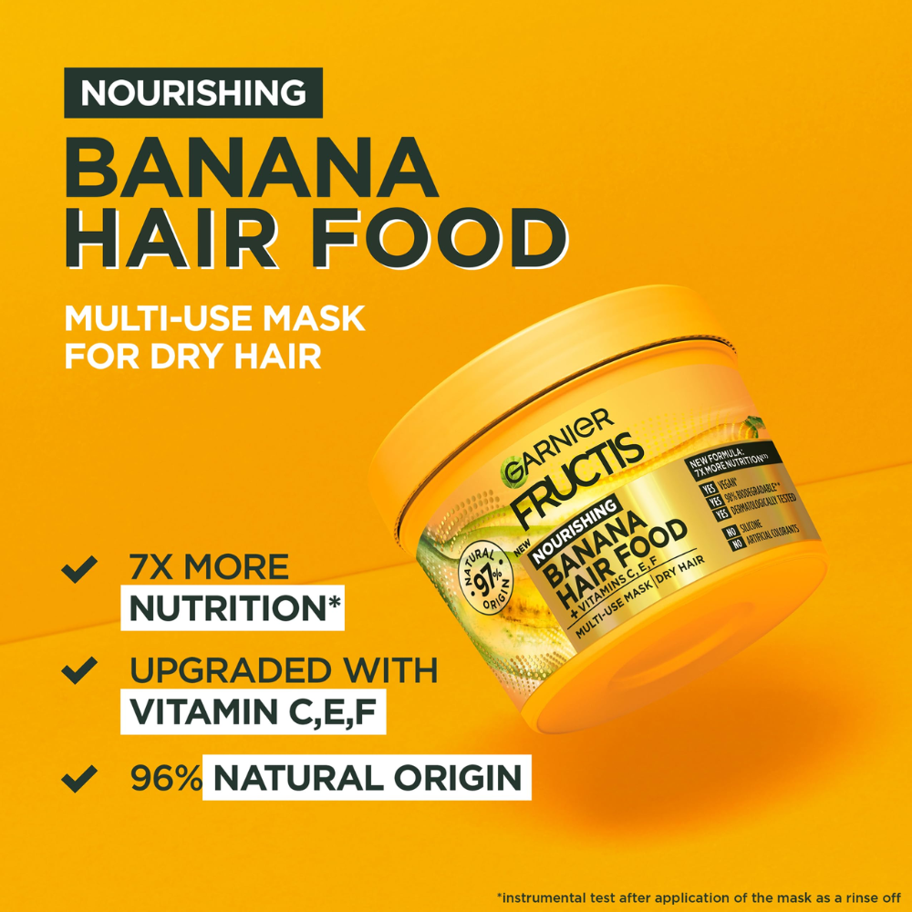 3 x Garnier Fructis Hair Food Hair Mask 390mL - Nourishing Banana