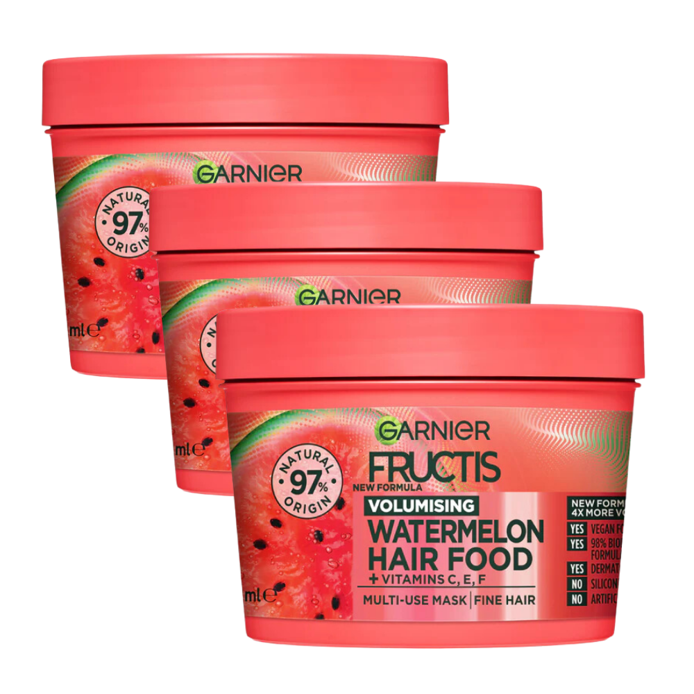 3 x Garnier Fructis Hair Food Hair Mask 390mL - Volumising Watermelon