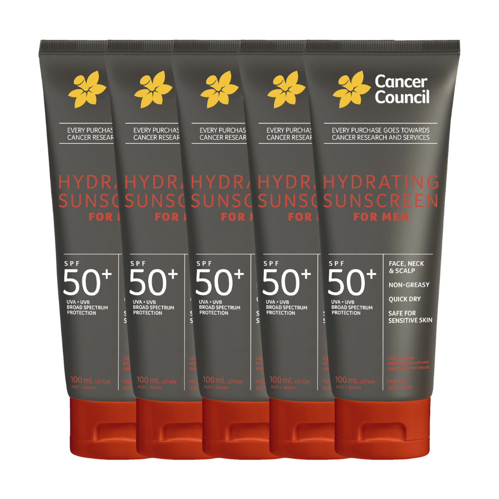 5 x Cancer Council Hydrating Sunscreen For Men SPF50+ 100mL