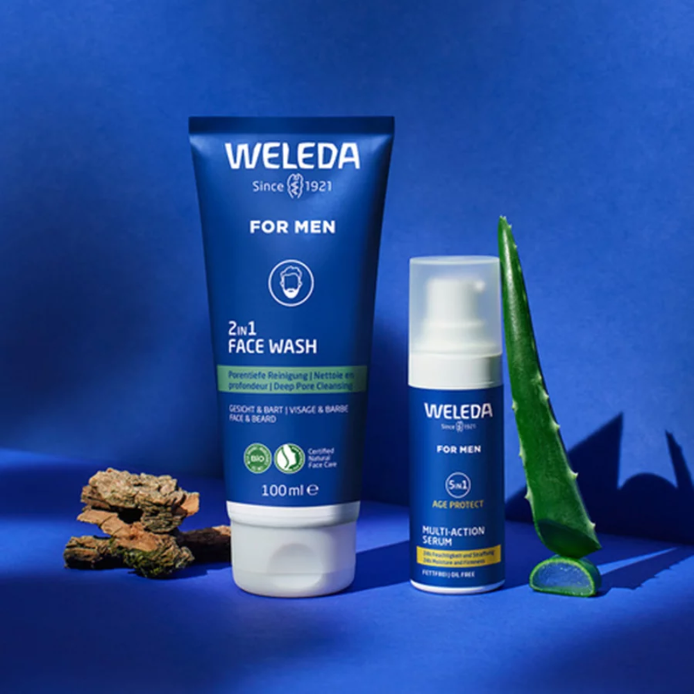 Weleda Men Face Wash 100mL & Multi-Action Serum 30mL Duo