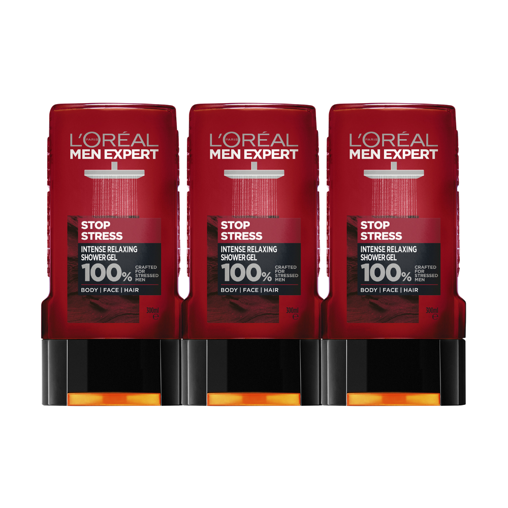 3 x L'Oreal Paris Men Expert Stop Stress Intense Relaxing Shower Gel 300mL