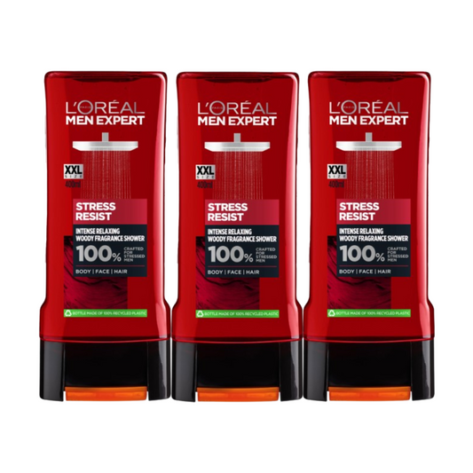 3 x L'Oreal Paris Men Expert Stress Resist Intense Relaxing Body Wash XXL 400mL