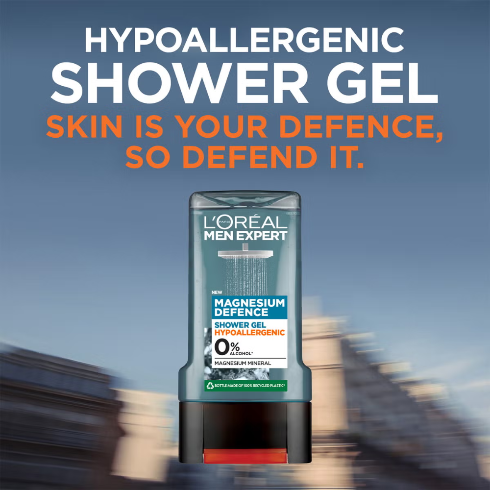 3 x L'Oreal Paris Men Expert Magnesium Defence Hypoallergenic Shower Gel 300mL