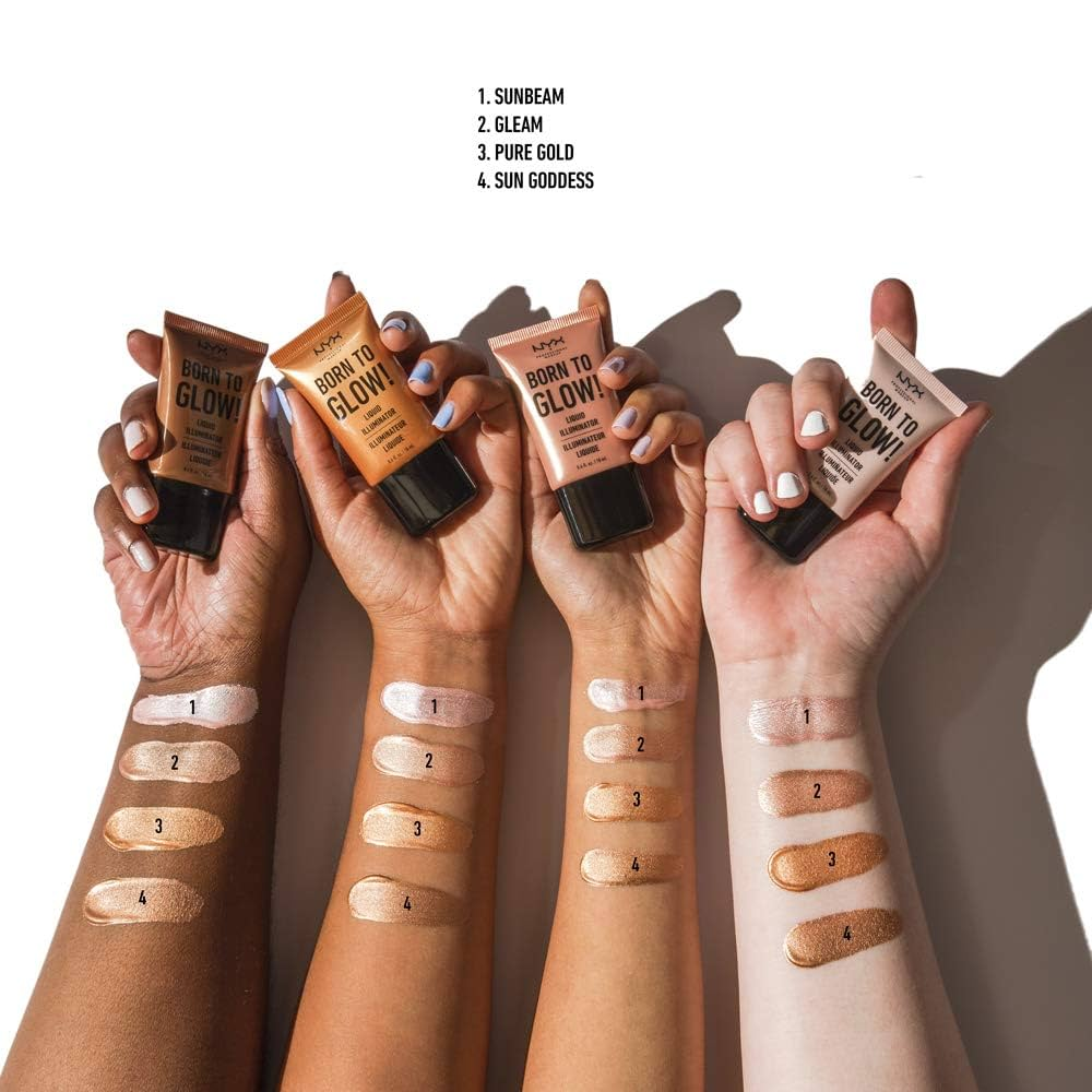 3 x NYX Professional Makeup Born To Glow Liquid Illuminator 18mL - Pure Gold
