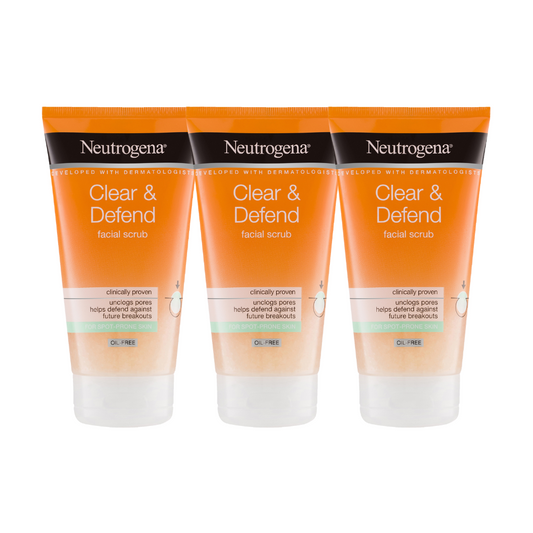 3 x Neutrogena Clear & Defend Daily Scrub 150mL