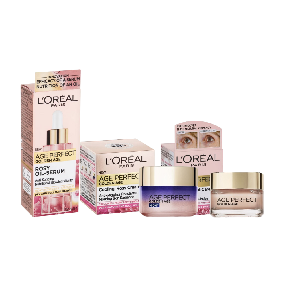 L'Oreal Paris Age Perfect Golden Age Rosy 3 Piece Night Routine Skin Care Set