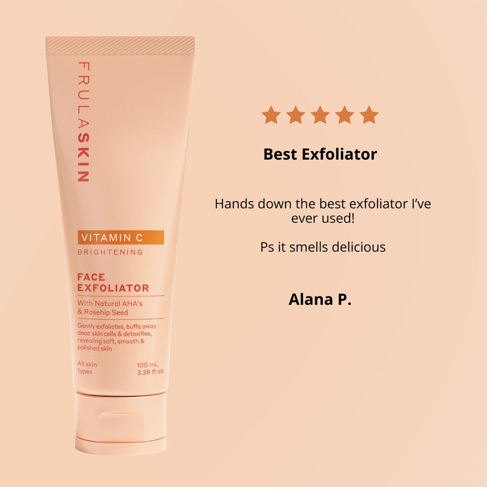 3 x Frula Skin Vitamin C Brightening Face Exfoliator with AHAs & Jojoba Oil 100mL