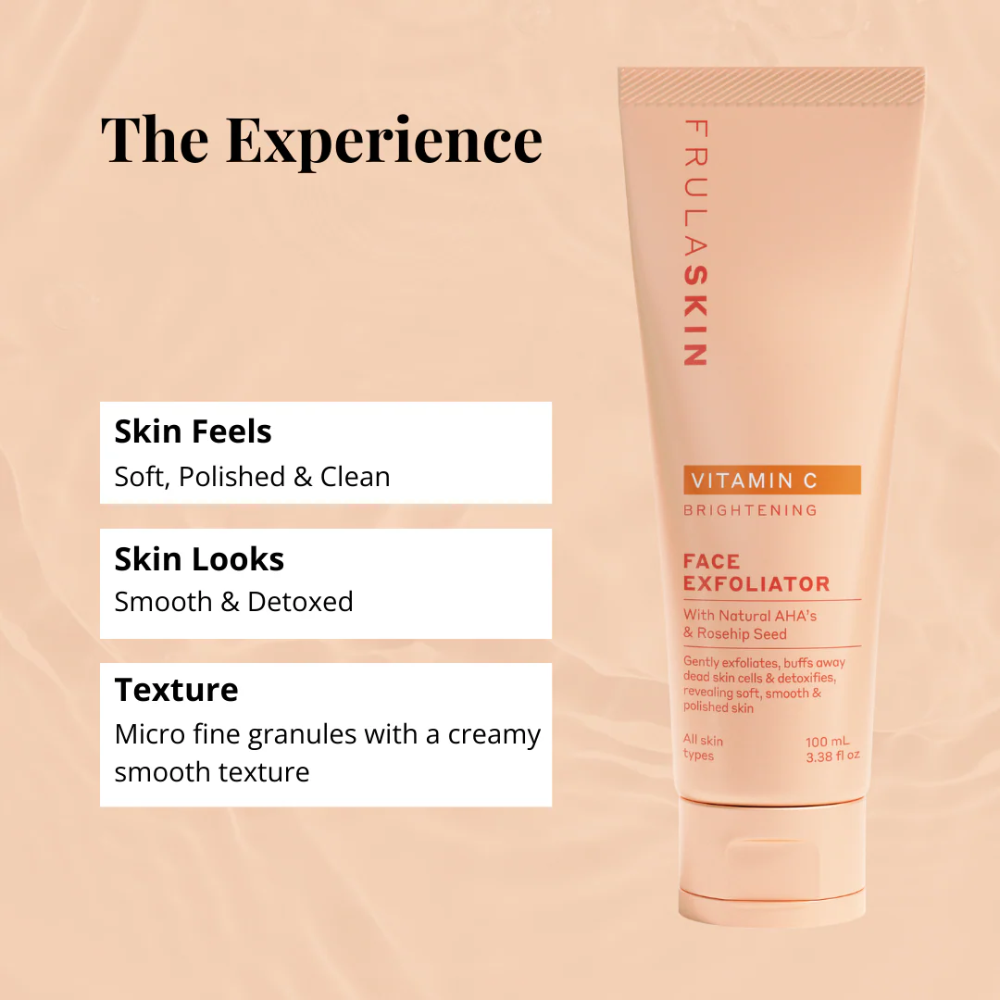 3 x Frula Skin Vitamin C Brightening Face Exfoliator with AHAs & Jojoba Oil 100mL