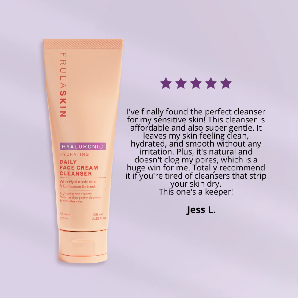 3 x Frula Skin Daily Face Cream Cleanser with Hyaluronic Acid & Echinacea 100mL