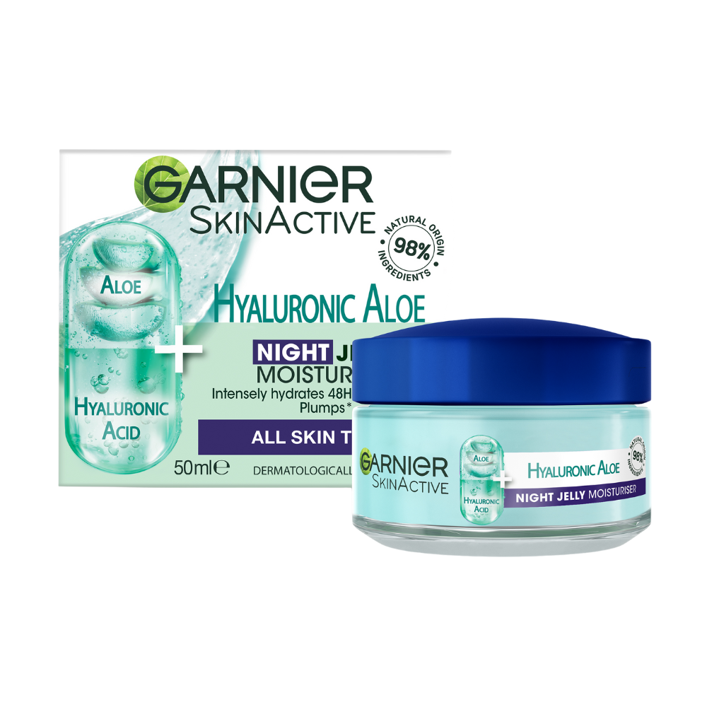 3 x Garnier SkinActive Hyaluronic Aloe Night Jelly Moisturiser 50mL