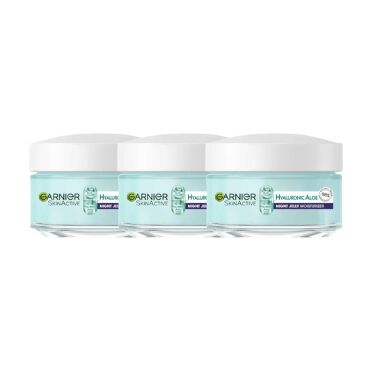 3 x Garnier SkinActive Hyaluronic Aloe Night Jelly Moisturiser 50mL