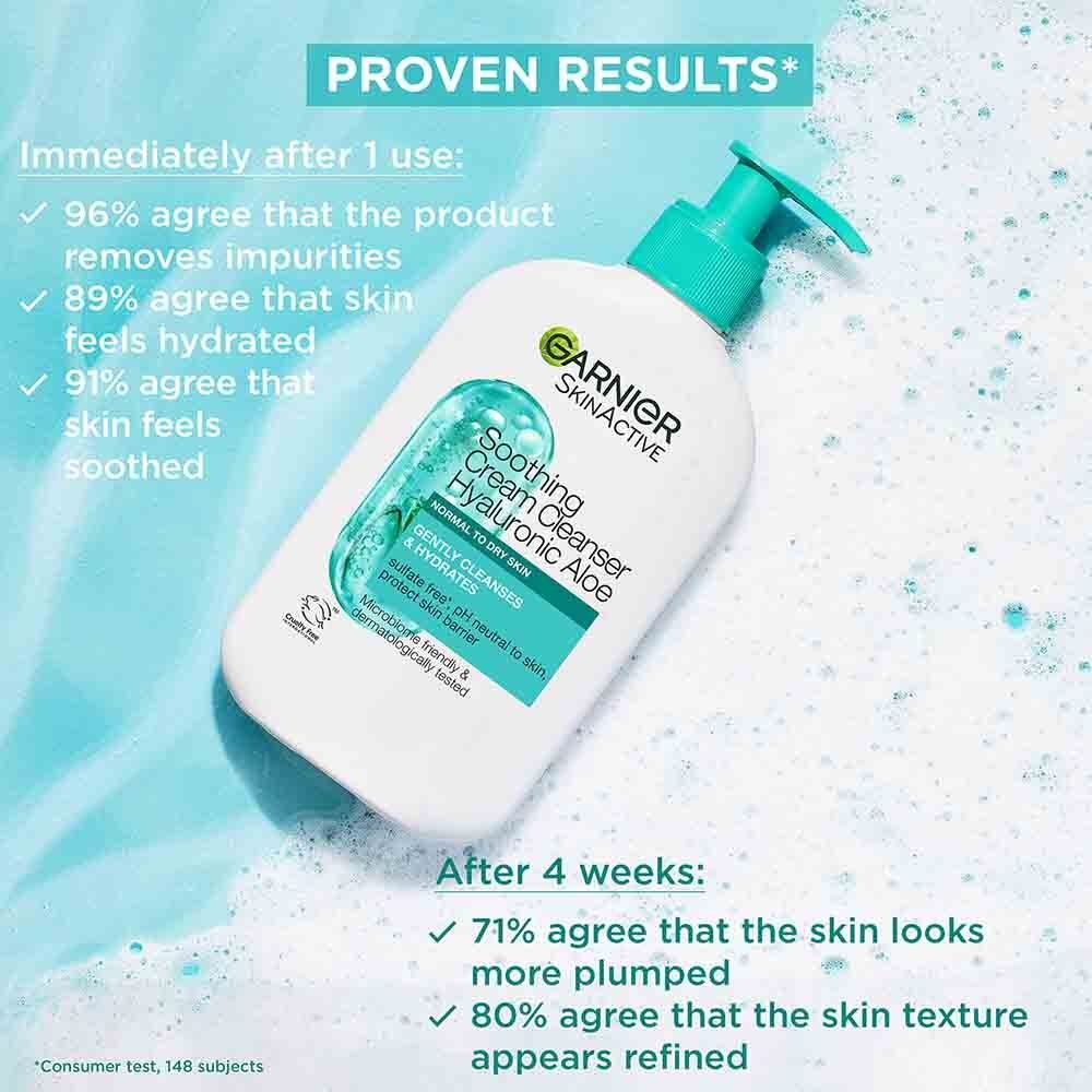 3 x Garnier SkinActive Soothing Hyaluronic Aloe Cream Cleanser 250mL