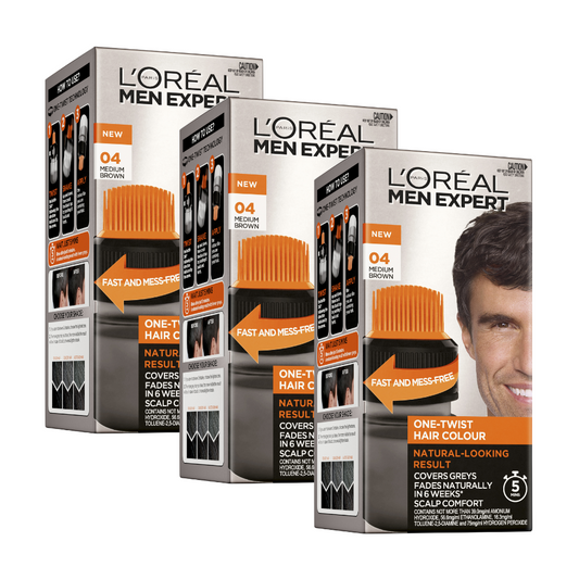 3 x L'Oreal Paris Men Expert One Twist Hair Colour - 04 Medium Brown