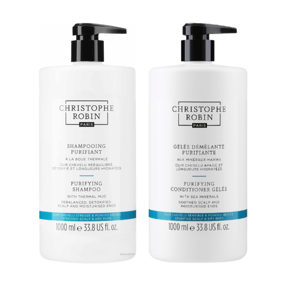 Christophe Robin Purifying Shampoo and Conditioner Gelee 1000mL Duo