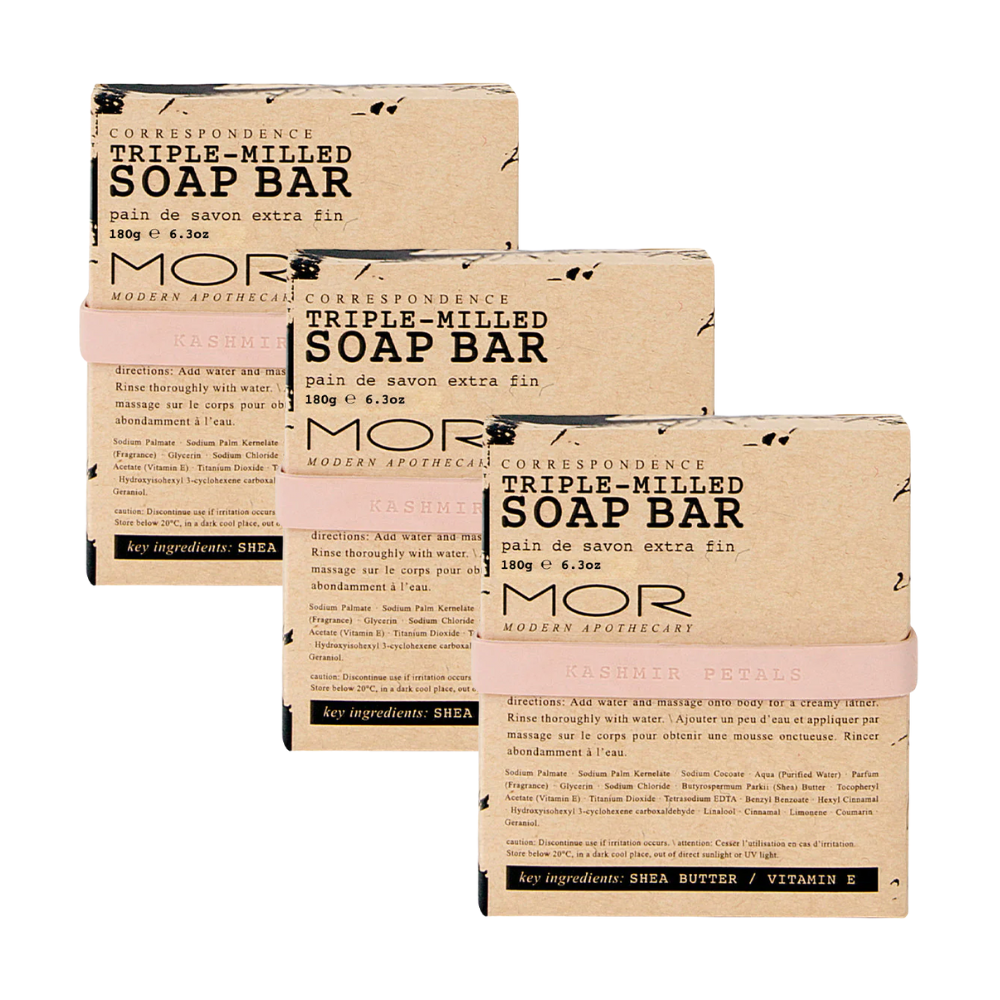 3 x MOR Boutique Correspondence Triple Milled Soap Bar 180g - Kashmir Petals