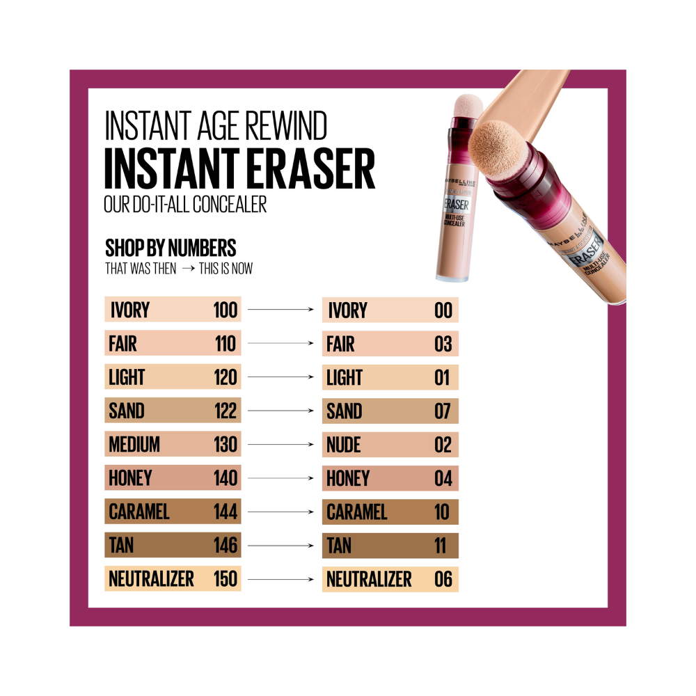 3 x Maybelline Instant Age Rewind Eraser Multi-Use Concealer 6.8mL - 02 Nude