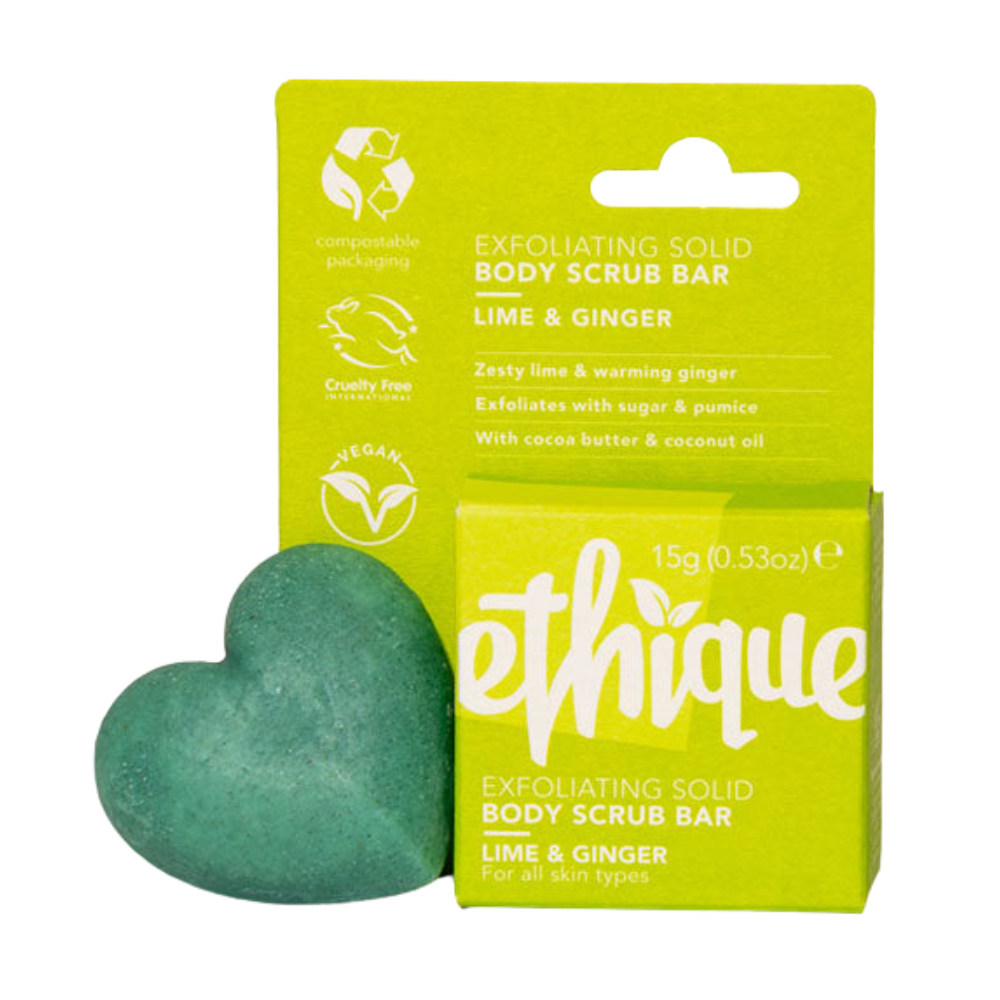 5 x ETHIQUE Solid Body Scrub Bar Mini 15g - Exfoliating Lime & Ginger