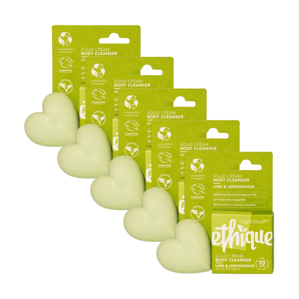 5 x ETHIQUE Solid Cream Body Cleanser Mini 15g - Lime & Lemongrass