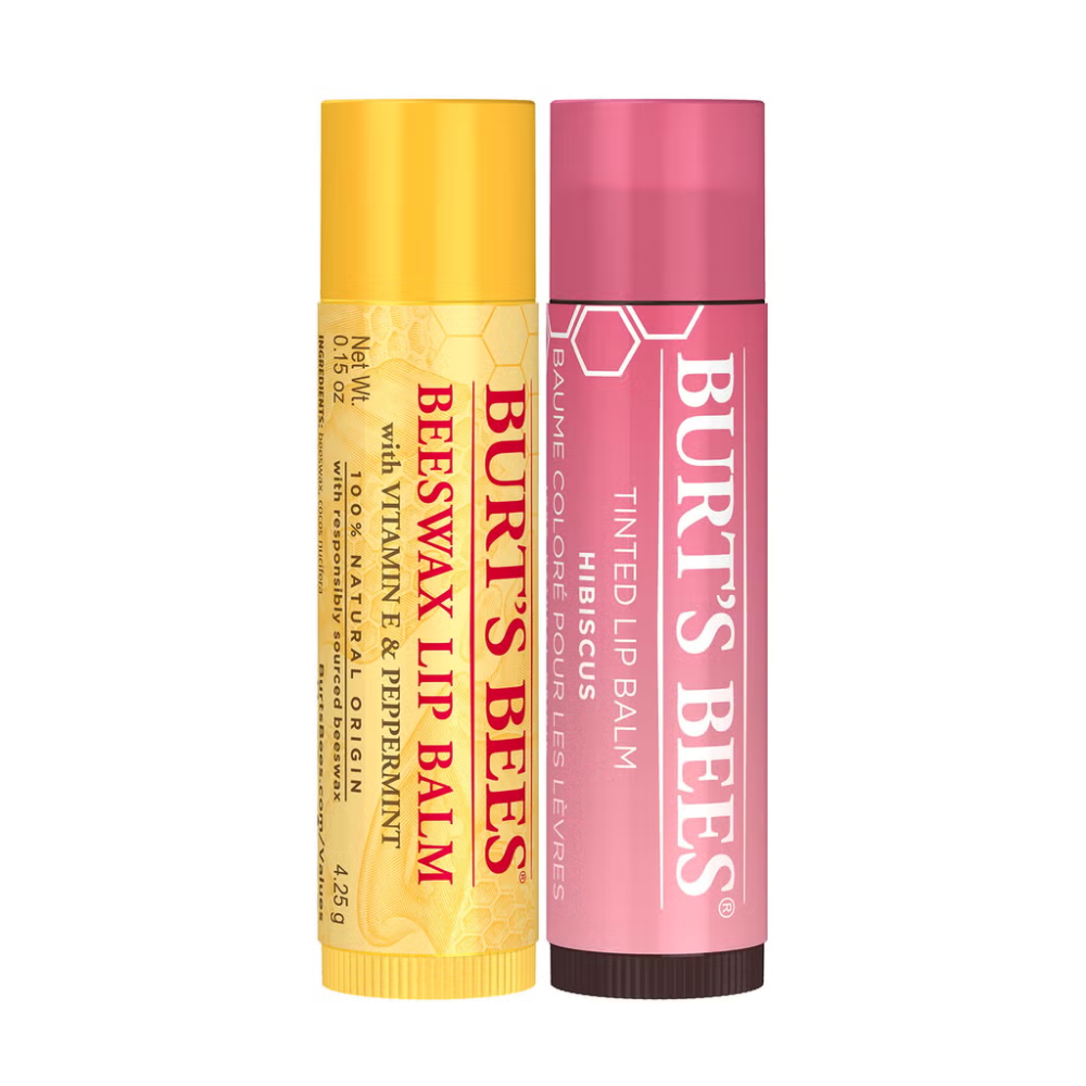 Burt's Bees Beeswax Lip Balm & Hibiscus Tinted Lip Balm Set