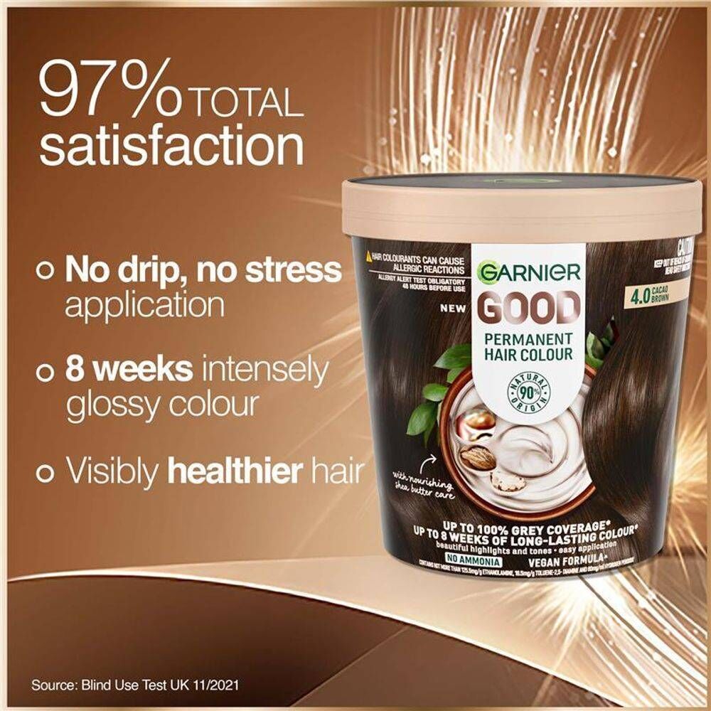 3 x Garnier Permanent Hair Colour - 4.0 Cacao Brown