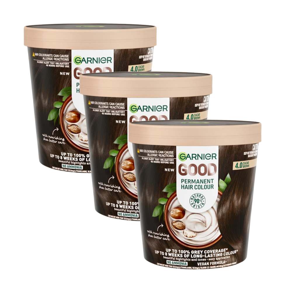 3 x Garnier Permanent Hair Colour - 4.0 Cacao Brown