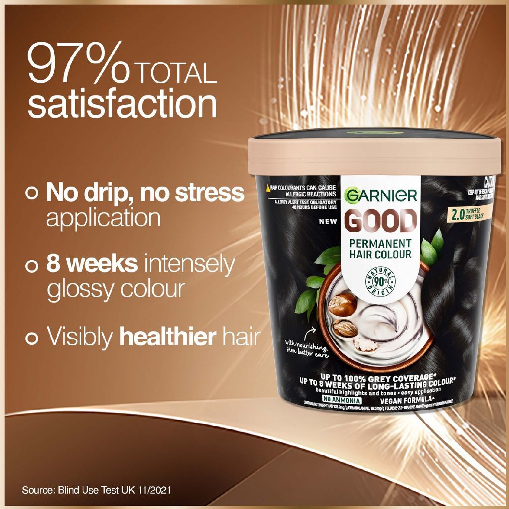 3 x Garnier Permanent Hair Colour - 2.0 Truffle Soft Black