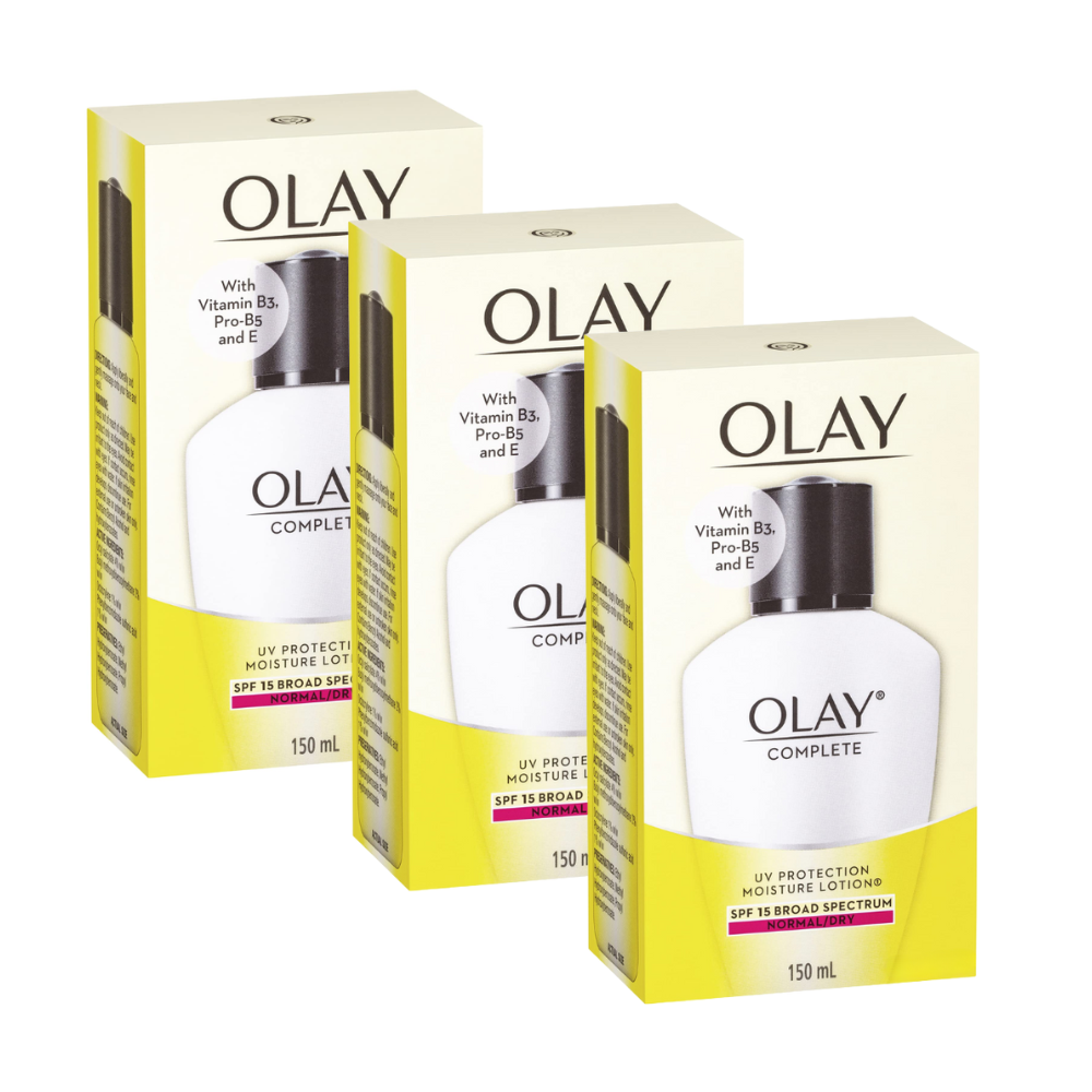 3 x Olay Complete UV Protection Moisture Lotion SPF15 Normal/Dry Skin 150mL