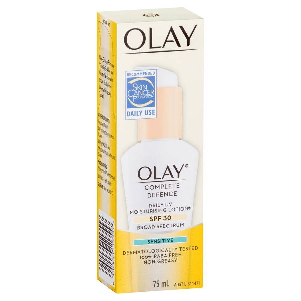3 x Olay Complete Defence Daily UV Moisturising Lotion Sensitive SPF30 75mL