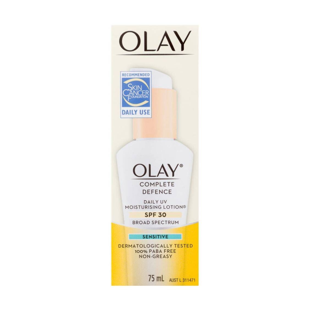 3 x Olay Complete Defence Daily UV Moisturising Lotion Sensitive SPF30 75mL