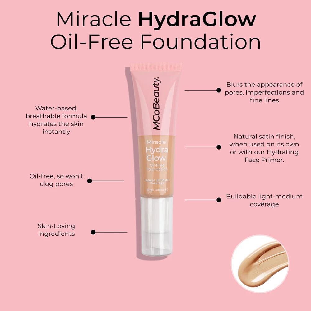 2 x MCoBeauty Miracle Hydro Glow Oil Free Foundation 30mL - Medium Beige