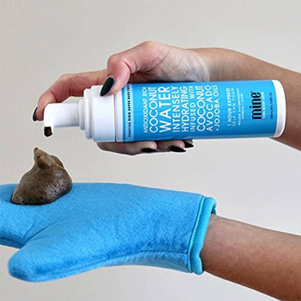MineTan Coconut Water Self Tan Foam Duo with Applicator & Exfoliating Mitt