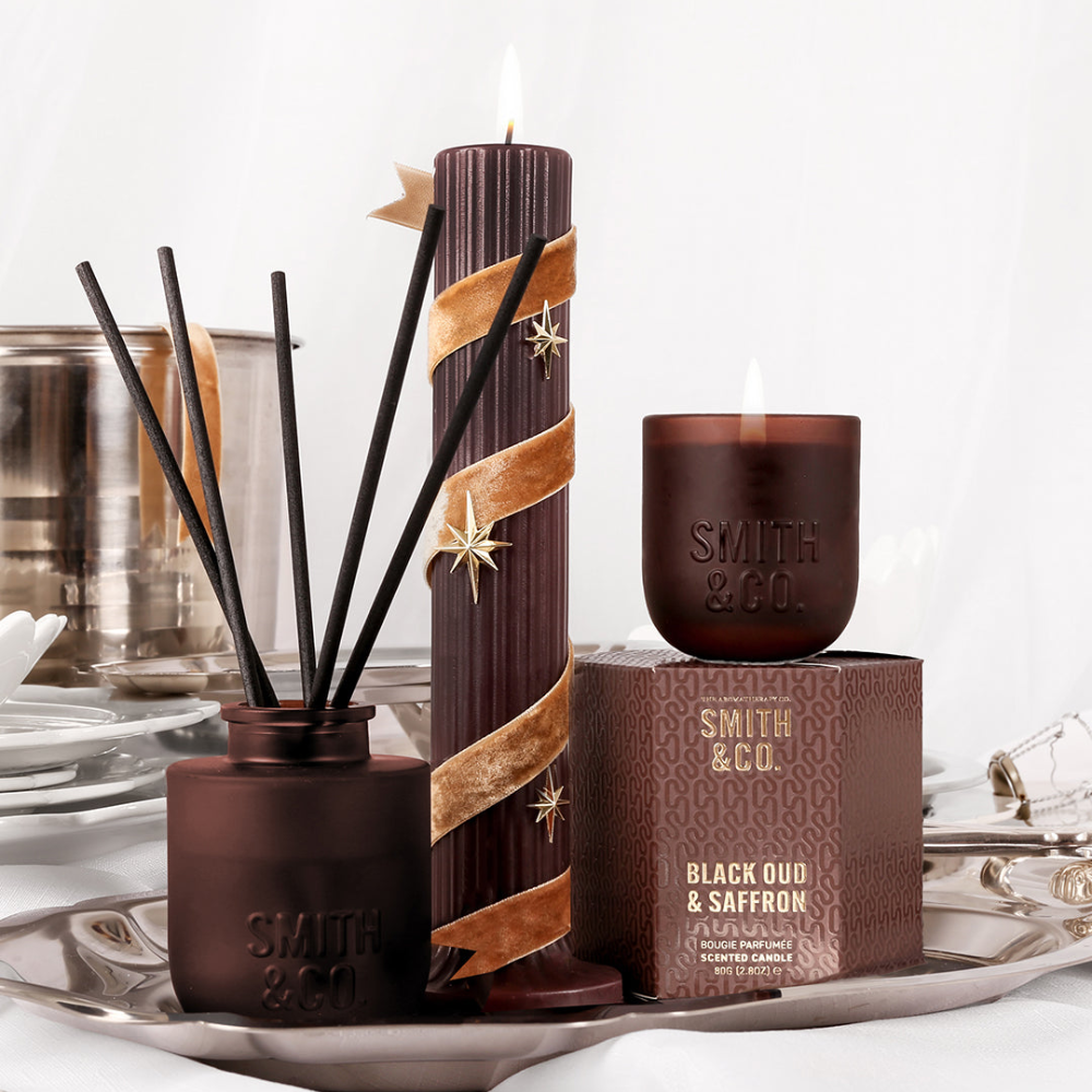 The Aromatherapy Co. Smith & Co. Pillar Candle 250g - Black Oud & Saffron