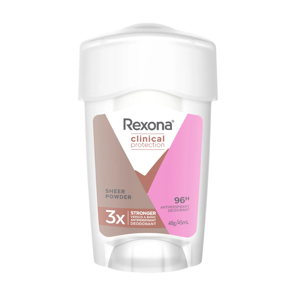 6 x Rexona Clinical Protection 96H Sheer Powder Antiperspirant Cream Deodorant 45mL