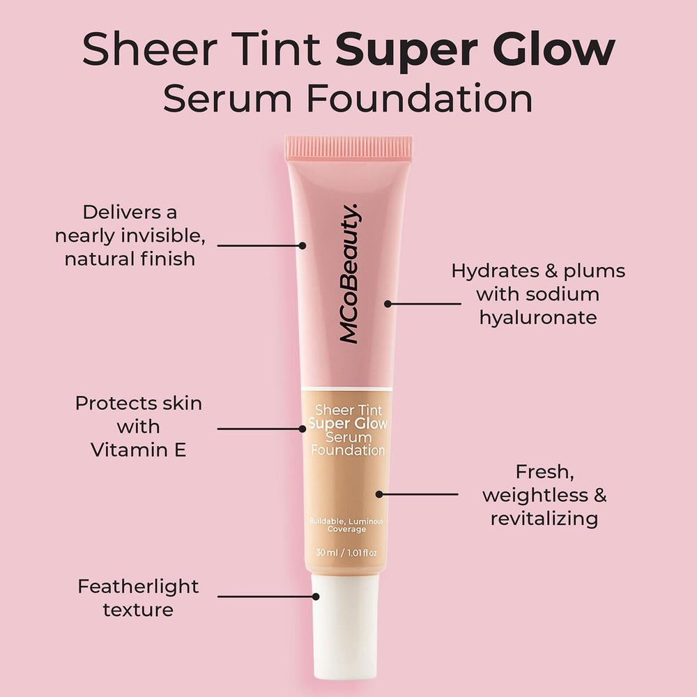2 x MCoBeauty Sheer Tint Super Glow Serum Foundation 30mL - 2-3 Light