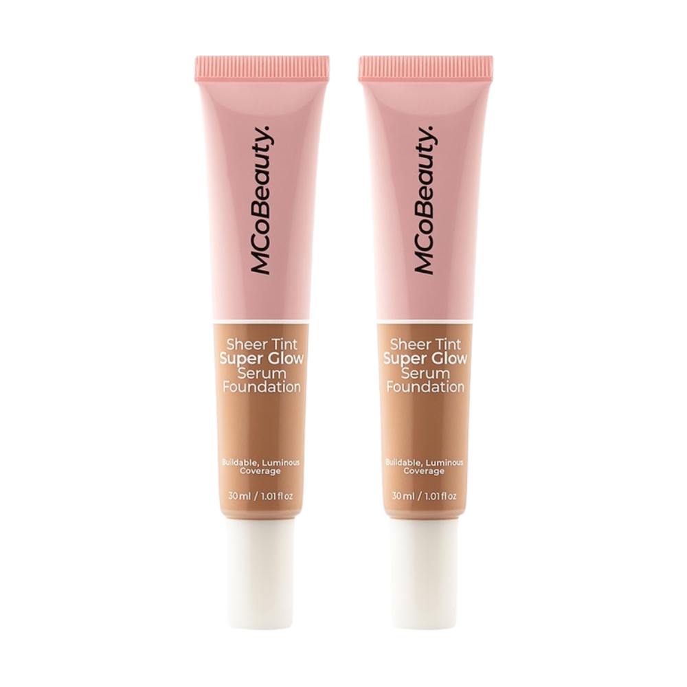 2 x MCoBeauty Sheer Tint Super Glow Serum Foundation 30mL - 3-4 Light-Medium