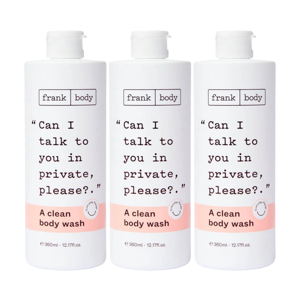 3 x Frank Body A Clean Body Wash Unscented 360mL