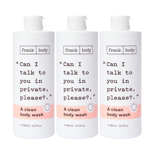 3 x Frank Body A Clean Body Wash Unscented 360mL