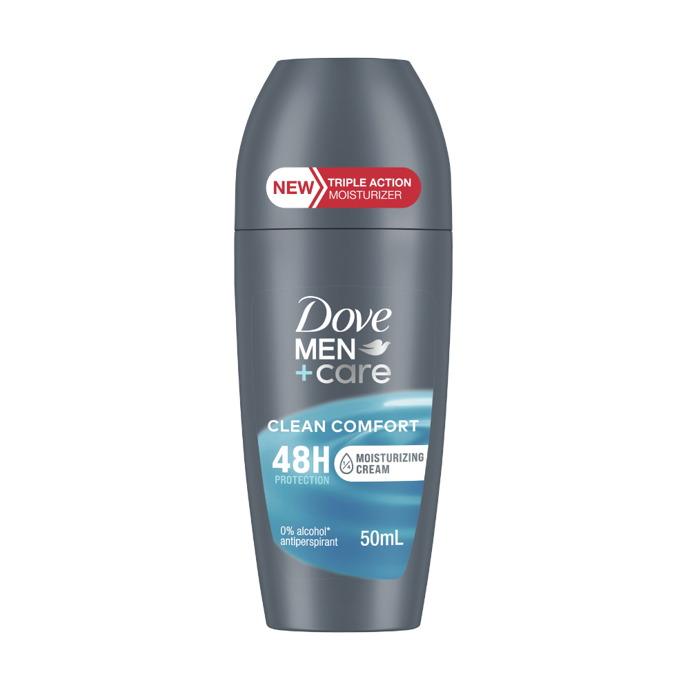 6 x Dove Men+Care 48H Protection Clean Comfort Antiperspirant Deodorant Roll On 50mL