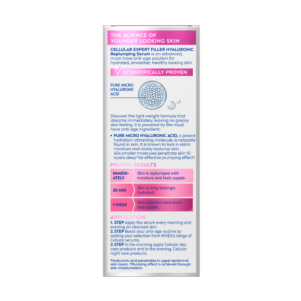 3 x Nivea Cellular Expert Filler Hyaluronic Replumping Serum 30mL