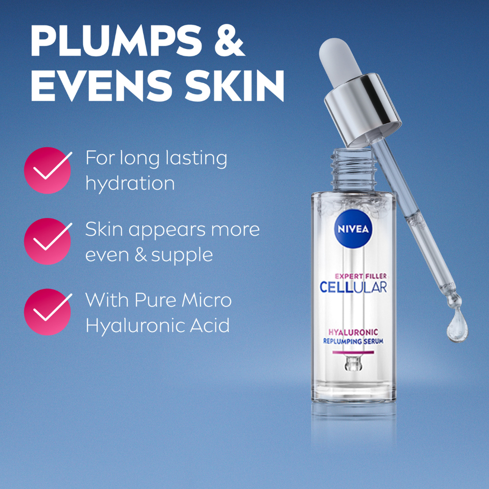3 x Nivea Cellular Expert Filler Hyaluronic Replumping Serum 30mL