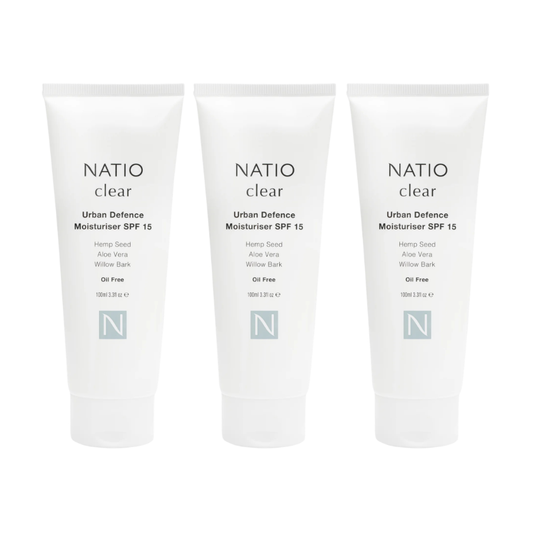 3 x Natio Clear Urban Defence Moisturiser SPF15 100mL